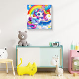 Reivworl Cartoon Paint by Numbers Kit for Kids, Cartoon Paint by Number with Frame and Easel, Paint by Number Kids Age 5-8-12 for Gifts and Decor (8X8 Inch) Reivworl