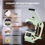 Hat Press Heat Machine for Caps with 2 Platens, Precise Temp&Timer Control, Hat Heat Press with Timer Auto Starter, Sublimation Hat Press for Trucker Hat & Iron on Vinyl, Heat Transfer (Light Green) EENOUR