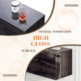 LUXOAK 70" Woodgrain High Gloss Floating TV Stand with LED Lights & Charging Station, Wall Mounted Media Entertainment Center for TVs Up to 80", Modern Floating TV Console for Living Room, Black LUXOAK