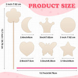 Chumia 42 Pcs Princess Fairy Wands Kit Include 28 Wooden Princess Wand, 6 Gem Stickers, 8 Ribbons, Birthday Party Supplies, Unfinished DIY Moon Butterfly Make Your Own Wand Chumia