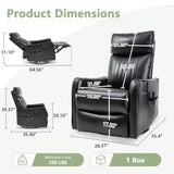 cinkehome Heated Massage Swivel Rocker Recliner Chair for Nursery - Small Space Reclining Chair with Lumbar Support, 360° Swivel & Gentle Rocking, Ergonomic High Back Faux Leather Black cinkehome