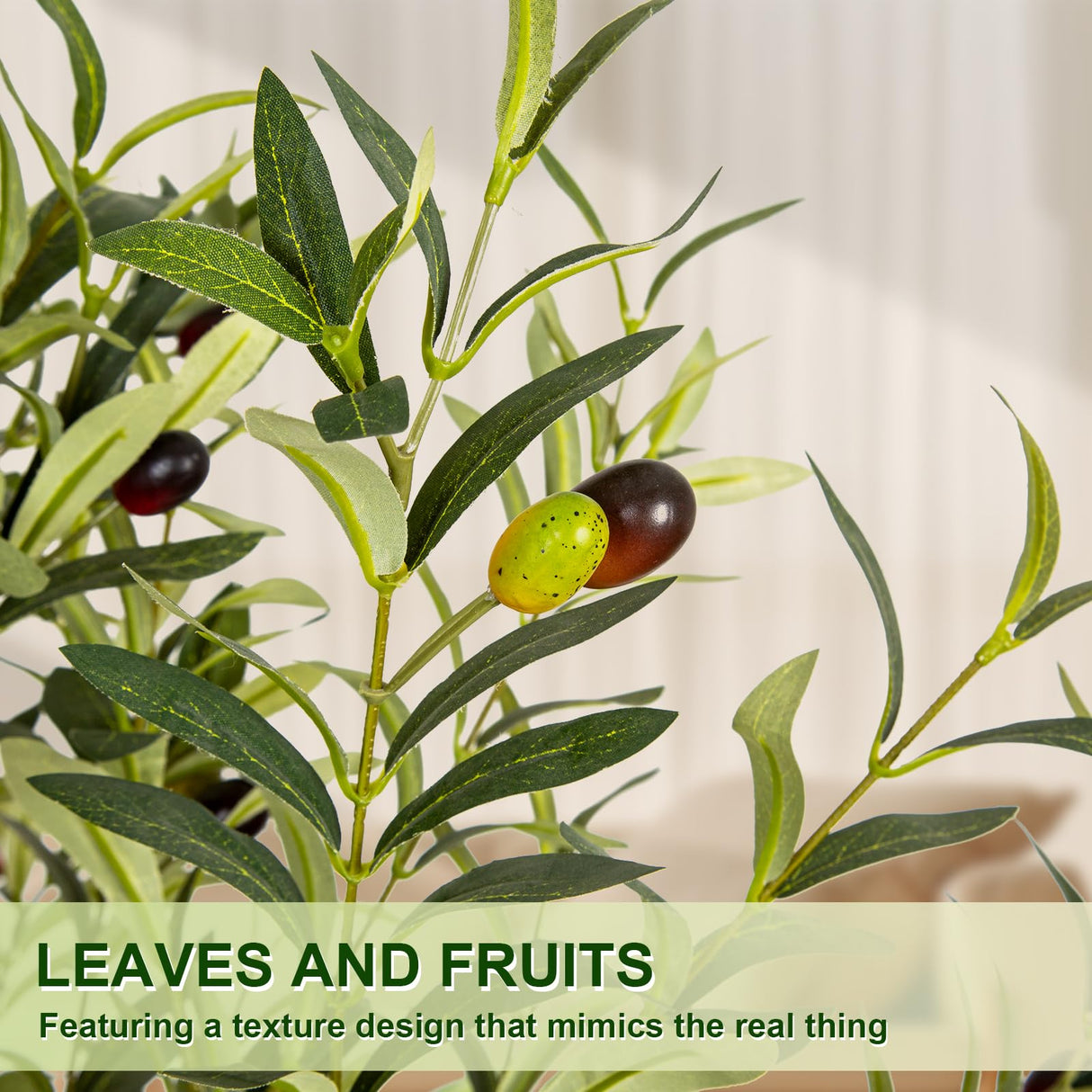 VIVATREES Olive Trees Artificial Indoor, 6FT Tall Faux Olive Tree with White Tall Planter, Artificial Plants with Natural Wood Trunk and Lifelike Fruits for Home Office Decor VIVATREES