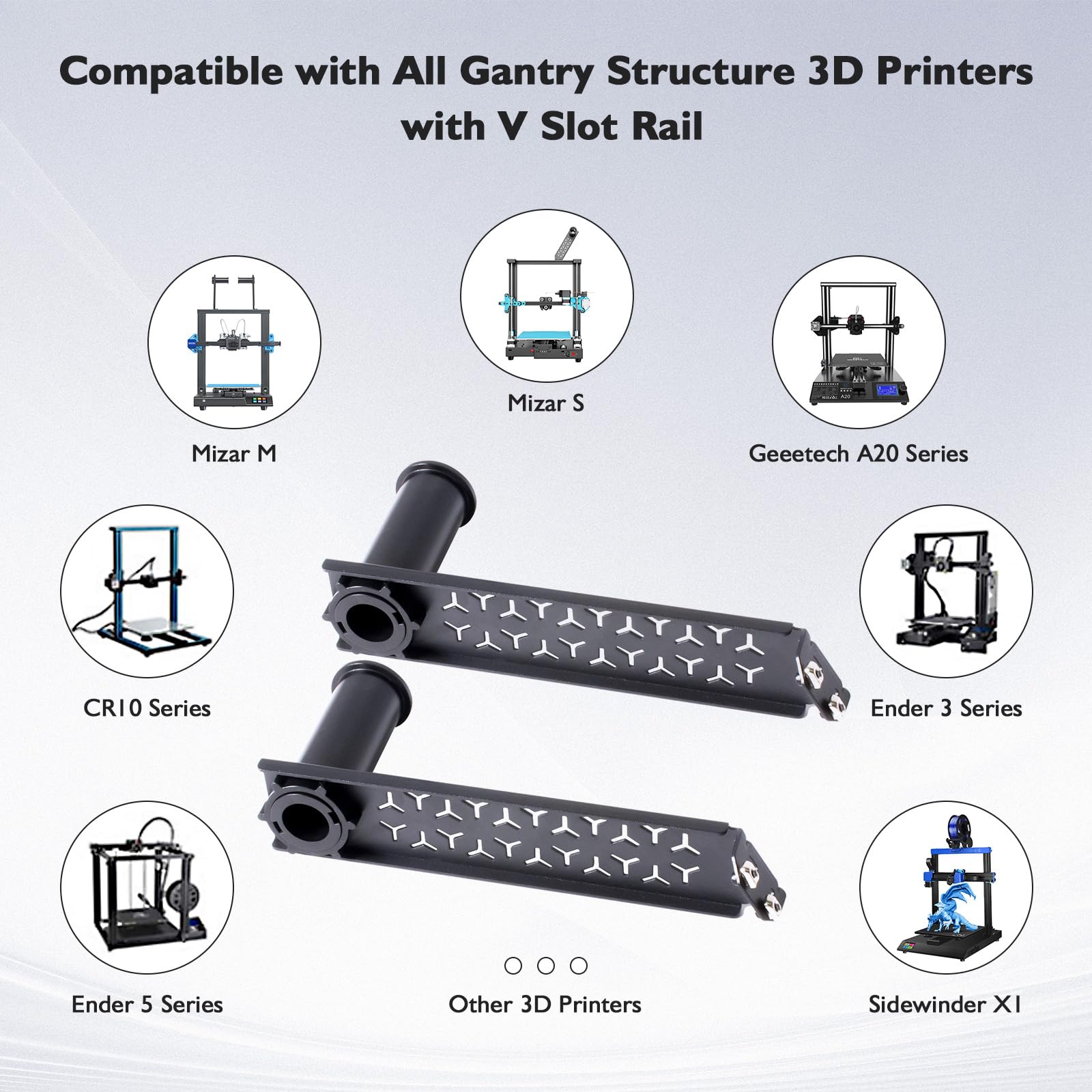 GEEETECH Metal+ABS Filament Spool Holder, 2Pcs, Bearing Weight Within 3KG, 3D Printer Filament Holder for Ender 3,Ender 3 V2, Ender 3 Pro, CR10, Ender 5 Gantry Structure 3D Printers with V Sl - WoodArtSupply