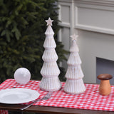 Wooden Christmas Tree Figurines with Removable Star, 2Pcs Distressed White Wood Christmas Trees, Rustic Xmas Centerpieces for Tables, Farmhouse Christmas Decor Indoor (White) Ovootok