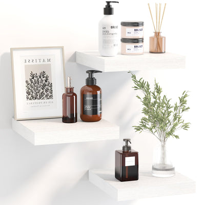 Fixwal Floating Shelves for Wall, Small White Shelves Wall Mounted Shelf for Bathroom, Living Room, Bedroom, Kitchen Decor (Set of 3, 8x8)