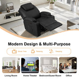 AHMED Power Recliner Chair with Vibration Massage & Heat for Adults, Faux Leather Home Theater Seating with Cup Holders/LED Lights/USB Ports/Side Pockets for Living Room, Black AHMED