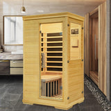 Eleopp Far Infrared Sauna Room,1 Person Indoor Side-Opening Home Sauna Canadian Hemlock Wood Infrared Dry Sauna 1050W Carbon Heating Panels Infrared Home Spa for Christmas Valentine's Day Gift Eleopp