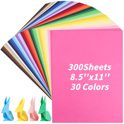 300 Sheets Construction Paper Bulk Set 8.5x 11, 30 Colors Craft Paper Cardstock Colored Art Cardstock Heavy Duty Craft Paper for Kids Scrapbook School Office Printing DIY Craft, 120gsm 32lb