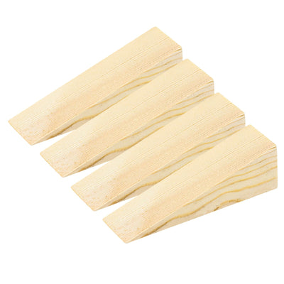 4 Pcs Wooden Door Stop Stopper Solid Non-Slip Doorstop Shims Triangle Wood Block Security Door Stopper Fit for Bottom of Door On Tile, Concrete, Carpet, Wooden Floor