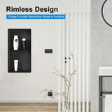 BWE Bathroom Wall Niche,12" X 24" X 4" Stainless Steel Shower Niche,Rimless Recessed Shower Shelf for Bathroom,Double Shelves Niche,No Tile Needed Matte Black BWE