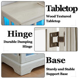 HRVEOCEI Lighted Curio Cabinets with Glass Doors,Wide Curio Display Cabinet with Lights, Farmhouse Glass Display Cabinet with Adjustable Shelves,Grid Design (Wide, White) HRVEOCEI