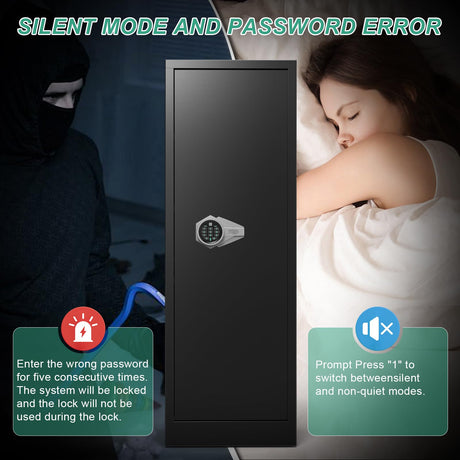 Marcree 8-10 Gun Safe, Digital Large Gun Cabinet for Rilfes and Shotguns, Rifle Safe with Removable Shelf, Shotgun Safes with Dual Alarm System&Mute Function, LED Light, Pistol Bags, Assemble Required Marcree