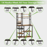 Baker Rack with Power Outlet - Large Microwave Stand with Storage, Kitchen Coffee Bar Station, Rustic Brown and Black, 14.5" D x 36" W x 72" H SAYZH