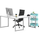 SHW Home Office 55-Inch Large L Shaped Corner Desk, 24" Deep, White SHW
