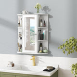 Tangkula White Wall-Mounted Bathroom Cabinet with Mirror and Adjustable Shelves Tangkula