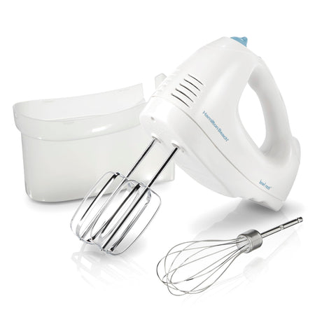 Hamilton Beach 6-Speed Electric Hand Mixer with Whisk, Traditional Beaters, Snap-On Storage Case, 250 Watts, White Hamilton Beach