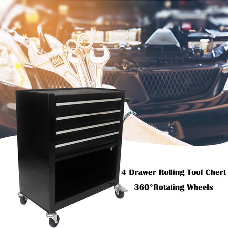 nifoti 4 Drawers Tool Cart on Wheels,Rolling Tool Box Tool Storage， Drawers Rolling Tool Box Organizer Tool Case for Garage, Warehouse, Workshop, nifoti