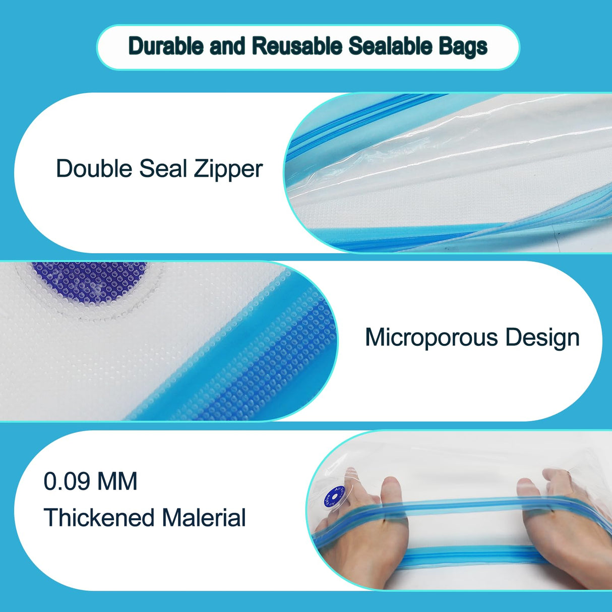 RepRapper Filament Storage Bag Vacuum, Drying Sealed 16 Cleaning Bags with Two Sizes for 3D Printer Filament with Automatic Pumps/Humidity Indicator Cards/Clips/Desiccants RepRapper