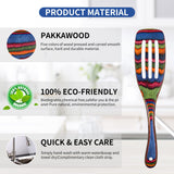 Spurtle Set, Wooden Utensils for Cooking, WOSPONFAN Kitchen Utensils Set, Pakkawood Kitchen Cooking Utensils Set, Apartment Essentials Wood Serving Spatula spoon, Home & kitchen Gift for Women & Men wosponfan