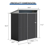 JYQAQA 5x3 FT Outdoor Garden Storage Shed, Waterproof Metal Garden Sheds with Window and Lockable Double Door, Weather Resistant Steel Tool Storage House Shed for Patio, Lawn Dark Gray JY QAQA PET