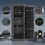 KAER Fireproof Gun Safe Biometric 20 Gun Safe for Rifles and Pistols 30 Minute Fire Protection Heavy-Duty Fingerprint Gun Cabinet for Shotguns with Digital Keypad, Large Quick Access (Grey) KAER