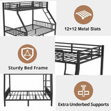 Twin XL Over Queen Bunk Beds for Adults and Teens, Heavy-Duty Metal Bunk Bed Frame with Ladder and Slats Support for Boys Girls,Space-Saving Design,Noise Reduced,Black MoproBeti