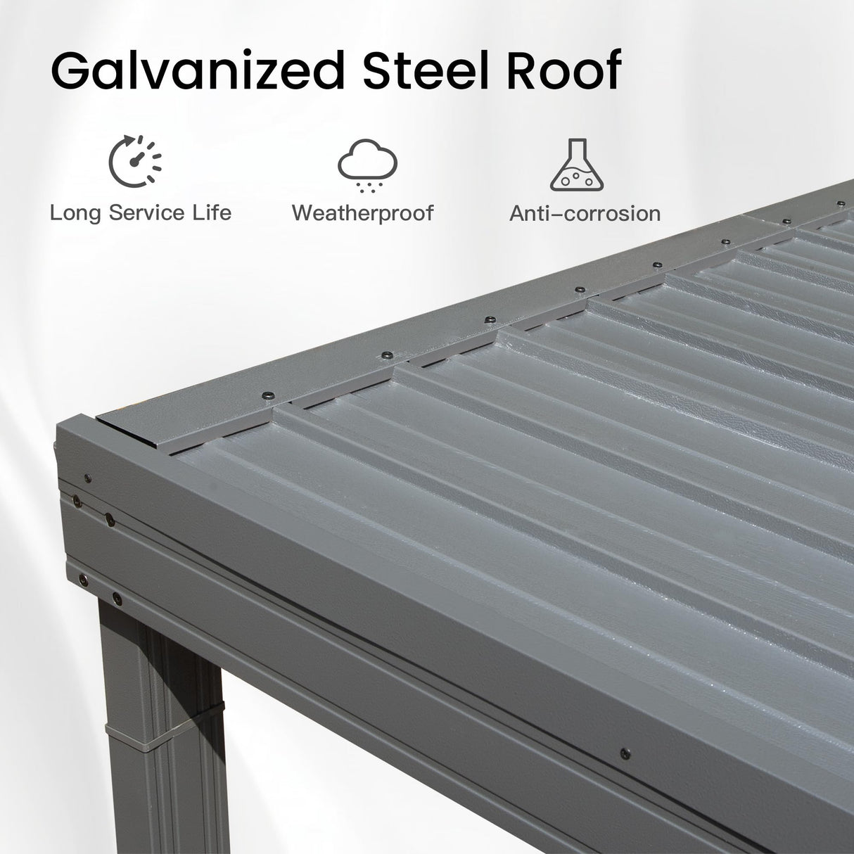 Domi 8' x 8' Lean to Gazebo, Wall Mounted Gazebos Pergola with Built in Drainage System, Galvanized Steel Roof, Hardtop Patio Shelter for Deck, Porch, Backyard and More domi outdoor living