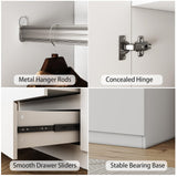 Jiaoun 78.74" 4-Door Armoire Wardrobe Closet, with Drawers and Shelves,Armoires and Wardrobes with Hanging Rod, Wooden Wardrobe Closet（White） 63" L x 20.39" W x 78.74" H Jiaoun