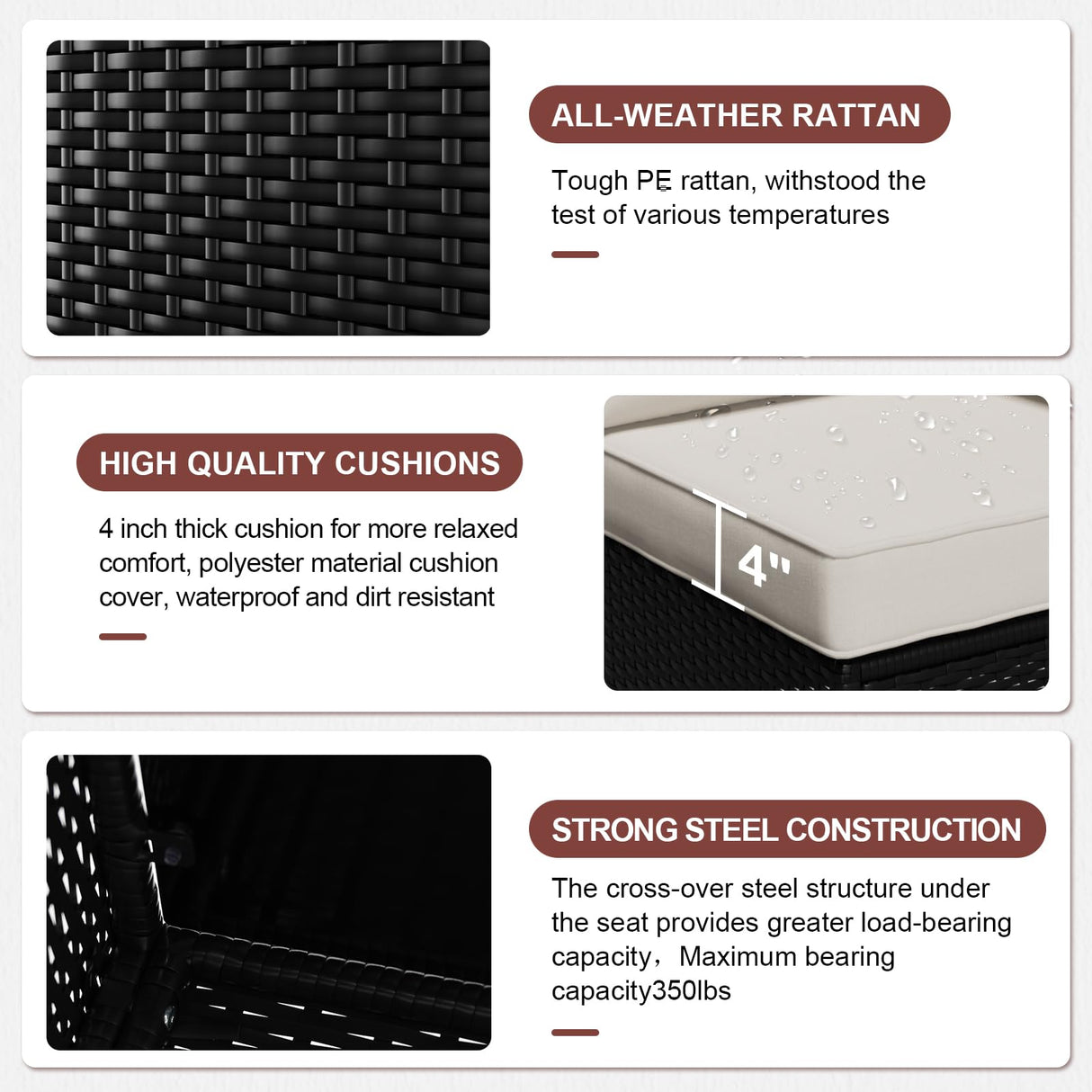 Ophelian 8 Pieces Outdoor Sectional Furniture, Rattan Wicker Patio Sofa Couch with 28in Gas Fire Pit Table,Conversation Sets for Backyard,Garden, Deck, (Coffee/Beige) Ophelian