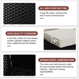 Ophelian 8 Pieces Outdoor Sectional Furniture, Rattan Wicker Patio Sofa Couch with 28in Gas Fire Pit Table,Conversation Sets for Backyard,Garden, Deck, (Coffee/Beige) Ophelian