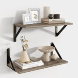 Axeman Floating Shelves for Wall, 16W x 8D Floating Shelves Set of 2, 8 Inch Deep Rustic Grey Wood Wall Mounted Shelves for Farmhouse Bookshelf Living Room Bedroom Axeman