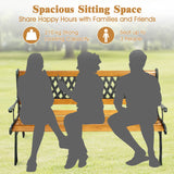 S AFSTAR Garden Bench, 2-3 Person Park Bench with Diamond Weaving Backrest, Pine Porch Bench, 470 LBS Bearing Capacity, Weather Proof Outdoor Bench for Backyard Deck Lawn Poolside S AFSTAR