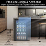 Feelfunn 3.2 Cu.Ft Mini Fridge with Glass Door - 126 Can Beverage Refrigerator Cooler for Drink Beer Wine Soda, Small Fridge for Bedroom Office Bar Dorm, 4 Adjustable Shelves, Black Feelfunn