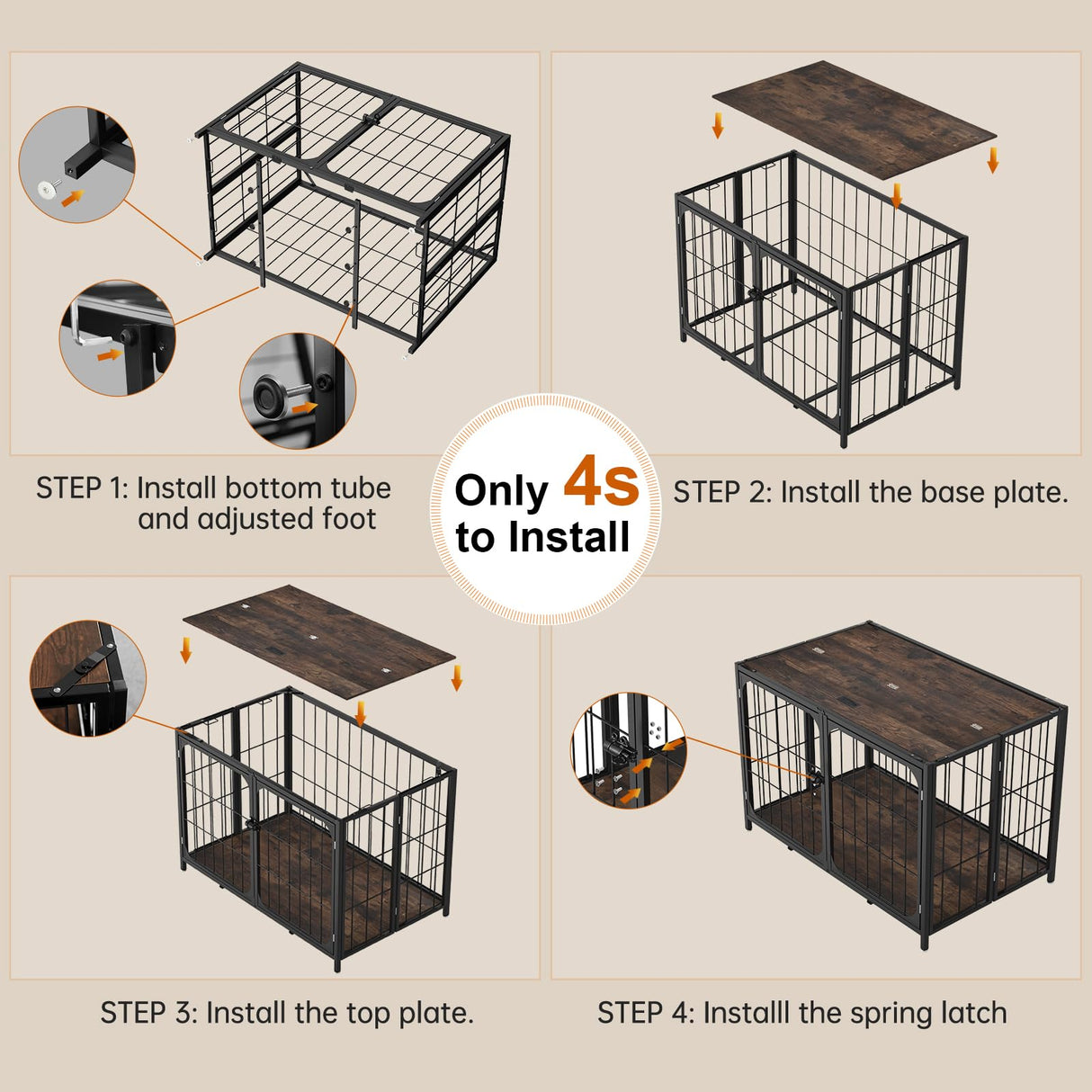 Himix Dog Crate Furniture, XL Dog Crate Furniture for Large Medium Dogs, Wood Dog Crate Table with Sturdy Metal, Heavy Duty Dog Kennel Indoor 40.15''x 25''x 27.56'' (Rustic Brown) Himix