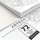 ARTEZA Adult Coloring Book, Floral Designs, 72 Sheets, 6.4x6.4 Inches Coloring Pages, 100 lb Paper, Gray Outlines ARTEZA