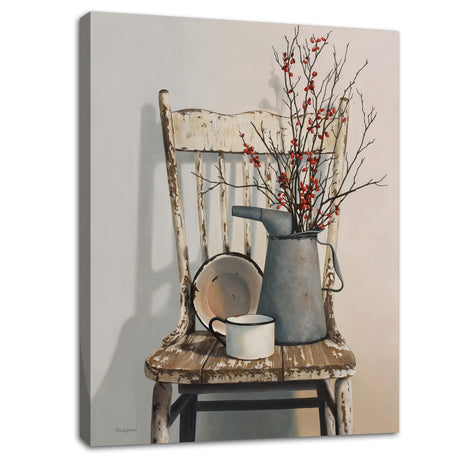 Farmhouse Canvas Wall Art Wood Framed Rustic Decor Flower Theme Painting Vintage Wall Art Picture Artwork Easy to Hang Size 12 X 16 Wuhu Qifei