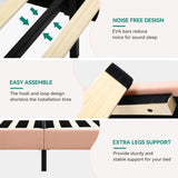 DWVO Pink Full Bed Frame with LED Light, Upholstered Bed PU Leather Adjustable Headboard, LED Platform Bed Wooden Slat Support, Easy Assembly, No Box Spring Required DWVO