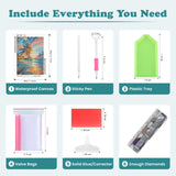 SENQAO Sunset Beach Diamond Painting Kits for Adults, Beach Landscape Diamond Art for Beginners, Round 5D Paint with Diamonds Pictures Gem Art Painting Kits DIY Adult Crafts Kits 12x16inch SENQAO