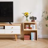 IBUYKE S-Shaped Nightstand, 3-Tier Wood Nightstand with Open Storage, Minimalist End Table for Small Spaces, Easy Assembly, Bedside Table for Bedroom, Natural UWST004R IBUYKE