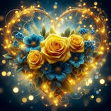 CHWGLFGG 5D Diamond Art Kits for Adults Beginners, Flowers Heart Diamond Painting Kits, DIY Full Round Drill Paint by Diamonds Dot Gem Art for Adults, Home Wall Decor 13.7X 13.7 Inch CHWGLFGG