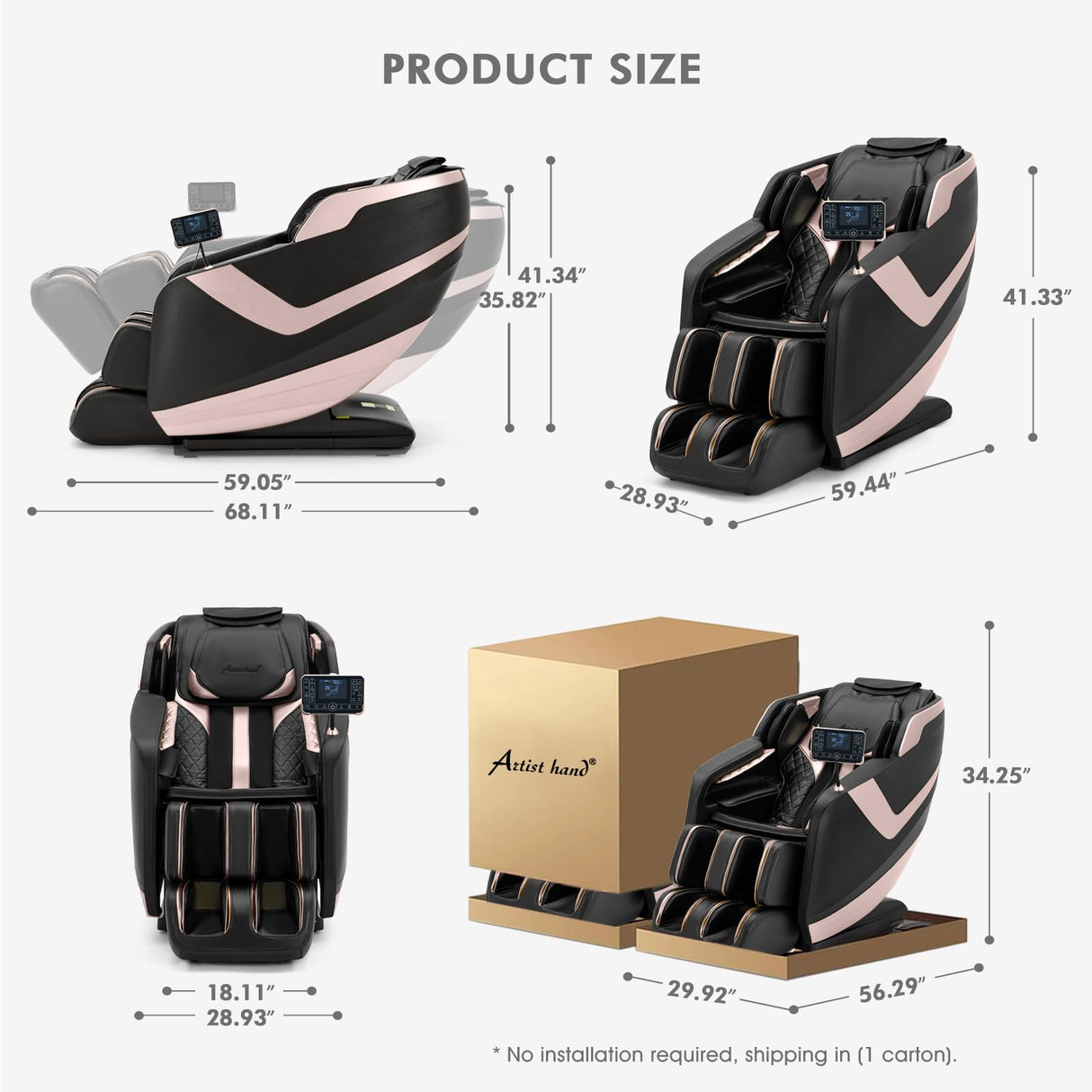 Artist hand Massage Chair Full Body, Zero Gravity Massage Chair, Dual Core SL-Track Massage Recliner Chair with Bluetooth Speakers, Full Body Airbag Compression, Heating, Foot Rollers, Black & Gold Artist hand