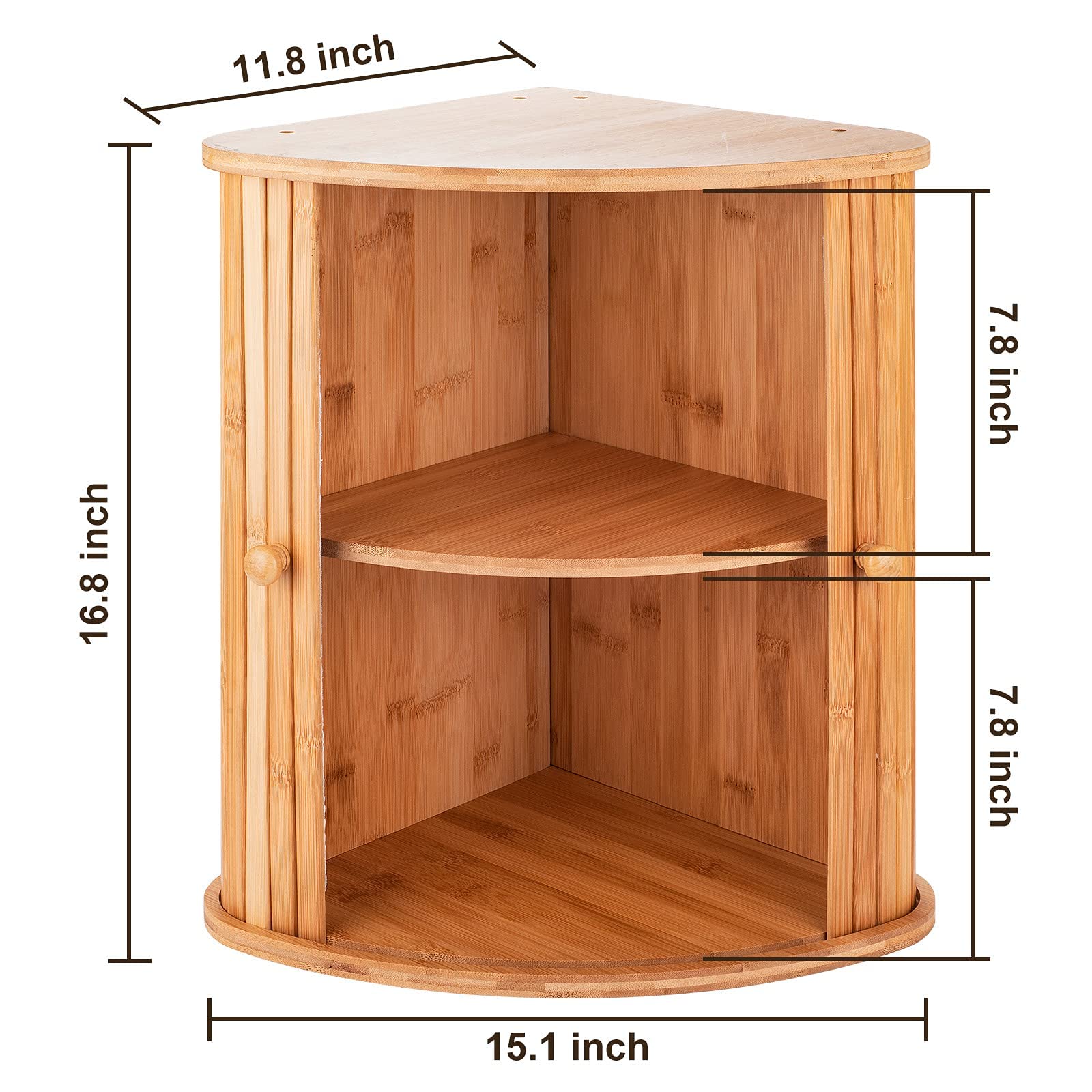 Bamboo Bread Box For Kitchen Countertop TOMKID Farmhouse Corner Bread Box 2 Layer Bread Storage Container, Extra Large Bread Boxes, 15.1 in x 11.8 in x 16.8 in (Assembly required) - WoodArtSupply