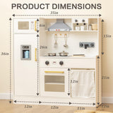 Kids Kitchen Playset, Realistic Wooden Kitchen Playset for Toddlers & Kids with Lights, Sounds & Storage, Ideal Gift for Boys & Girls deli