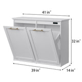 XM-ICE Tilt Out Trash Cabinet with Quick Installation and Deodorising Function, Wooden Trash Kichen Cabinet Holds Up to 2x13 Gallons Bins, Freestanding Trash Cabinet, White XM-ICE