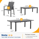 11 Piece Aluminum Outdoor Patio Dining Sets with Fully Assembled Dining Chair，91.3"L×39.4"W Expandable Patio Table and Chairs Set for 10, Stackable Chairs with Quick Drying Fabric, Grey Wisteria Lane