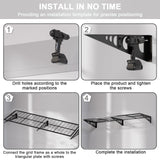 QKOSMTL 2x5.5 ft Garage Wall Shelving Garage Storage Shelving Wall Mounted,Loads 100 lbs Heavy Duty Wall Mounted Metal Garage Shelves (Suitable for Concrete Walls) QKOSMTL