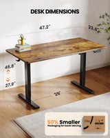 ErGear Electric Standing Desk, 48 x 24 inch Height Adjustable Sit Stand Up Desk, Computer Home Office Desk with 4 Memory Height Buttons, Two Pieces Desktop, Vintage Brown, EGESD110V ErGear