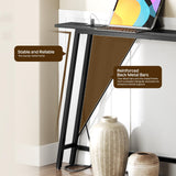 YATINEY 70.9" Skinny Console Table with Power Outlets, 5.9" Sofa Tables Narrow Long, Industrial Behind Couch Table, for Hallway, Entryway, Living Room, Black CT185UBB YATINEY