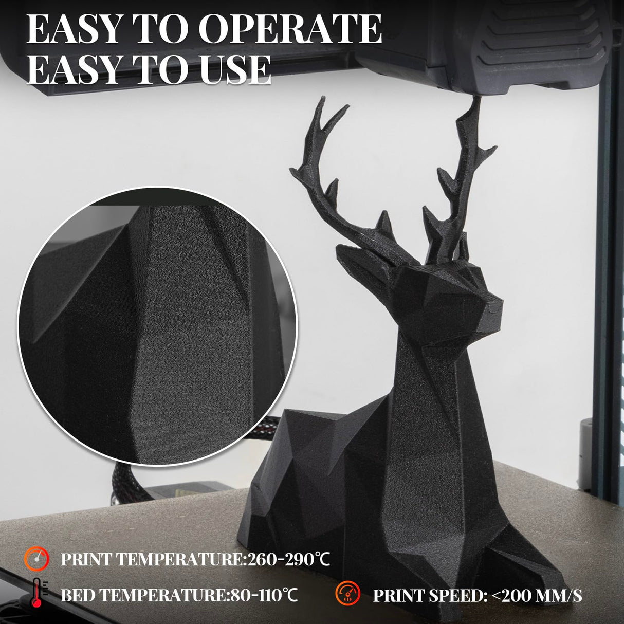 TINMORRY Glass Fiber Reinforced PETG Filament 1.75mm, High Impact Resistance PETG GF 3D Printing Filament, Durability & Stiffness, Compatible with Bambu Lab FDM 3D Printer, 1 KG 1 Spool, Frosted Black TINMORRY