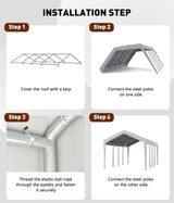 GarveeLife 20'x 13'x 11' Windproof Carport Top Replacement Cover Heavy-Duty Garage Top Tent Shelter Tarp Waterproof & UV Protected (Top Cover ONLY, Frame Not Included) White GarveeLife